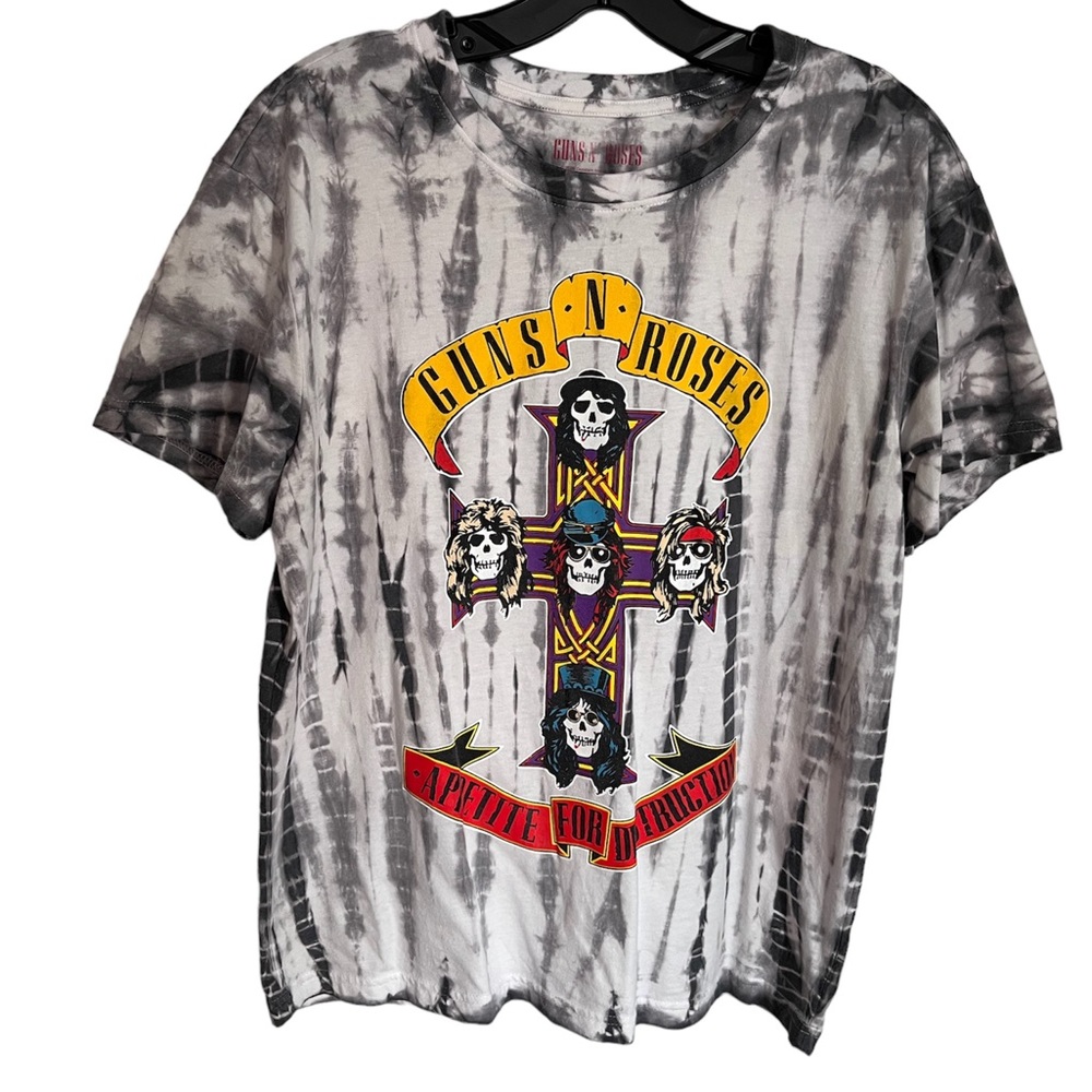 BLACK AND WHITE TIE DYE GUNS N ROSES TEE
